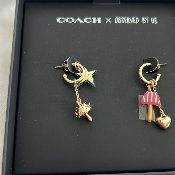 Coach Mismatched Star Heart Dangle Earrings - Picture 6 of 9